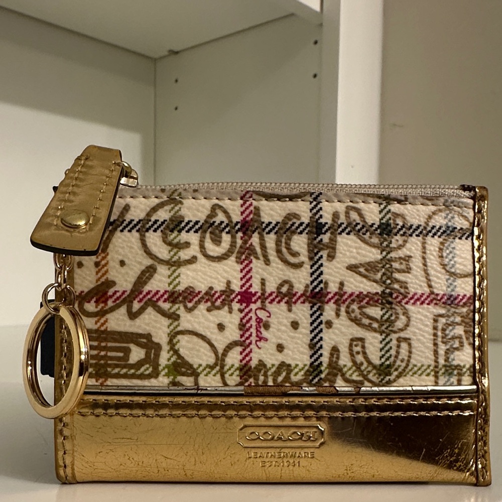 Coach Poppy Graffiti Key Ring Coin ID Case Wallet